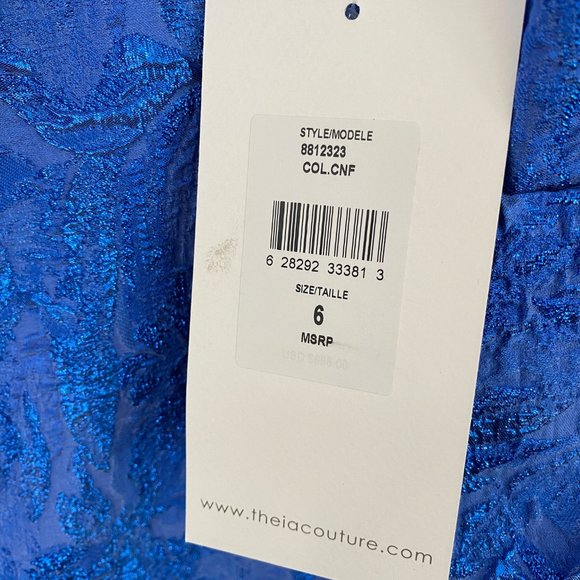 Blue Theia Couture Bell Sleeve Cocktail Dress - Picture 2 of 8